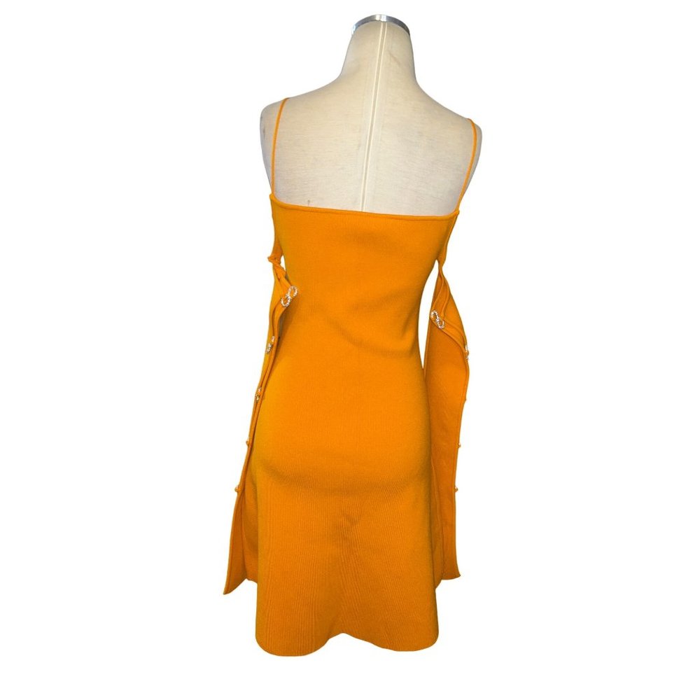 Mach & Mach Amelie Crystal Bow Ribbed Cold Shoulder Sweater Dress Large New - Picture 7 of 15